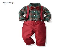 Özel Durumlar Top ve Toddler Boys Giyim Seti Sonbahar Kış Çocukları Resmi Gömlek Ssuspender Pantolon 2 PCS Takım Çocuklar Noel 6977616