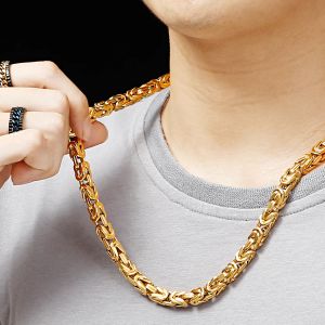 Мужские ожерелья в стиле хип-хоп, длина 50-66 см, ширина 8 мм, ожерелье-цепочка, мужское ожерелье из тяжелого золота с покрытием из желтого золота 14 карат, ювелирные аксессуары