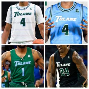 Tulane yeşil dalga basketbol forması ncaa dikişli jersey herhangi bir isim numarası erkek kadınlar gençlik işlemeli logan stephens sion james gregg glenn III mier panoam