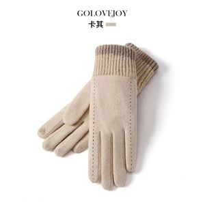 Модные вязанные однотонные перчатки, дизайнерские для мужчин и женщин, высококачественные перчатки с сенсорным экраном, зимние перчатки для смартфона, варежки с пятью пальцами