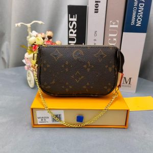 5A Kalite Orijinal Deri Omuz Çantaları Mini M58009 Pochette Accessoires İkonik Kadınlar Tuval Tuval Akşam Debriyaj Zippy Zincir Cüzdan Para Çantası Telefon Sling A025