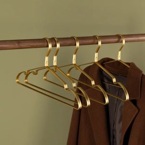 5/10 adet Mat Altın Giysiler Askı Alüminyum Alaşım Giyim Kurutma Rafı Anti -Slip Elbise Havlu Ceket Askıları Gardırop Organizatör 240118