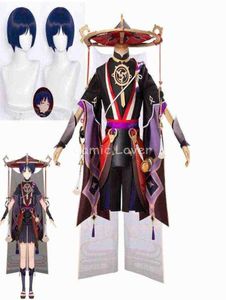 Genshin Impact Scaramouche Cosplay Kostümleri Oyun Takım Batlle Kıyafeti Üniforma Peruk Cadılar Bayramı Partisi Elbise Yeni J220712 J2207134850170