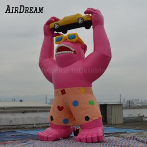 Toptan Yüksek Kaliteli Açık Hava Tanıtım Otomobil Yıkama Pembe Şişme Goriller Kingkong Balon 4/6/8m Reklam için Yükseklik