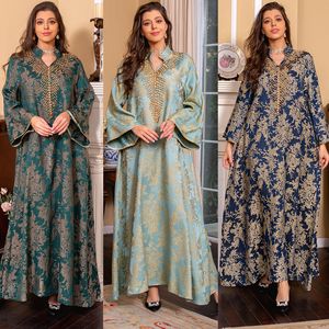 Muslim Evening Gown Jacquard Embroidery Dress Beading Fashion Kaftan Arabian Dubai Abaya Vestidos Musulmanes Bayan Modest Dress for Women