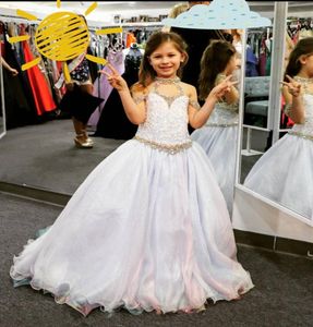 2023 Kızlar Pageant Elbiseleri Unicorn Plus Boyut Boyut Boyunca Boyun Realpicture Boncuk Organza Küçük Kızlar Prom Crystal AB STO8195372