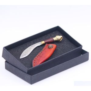 Novelty Games Keychain Knife Miniature Damascus Steel Khukuri Art Mini Drop Delivery Toys Gifts Novelty Gag Toys Dhh2R