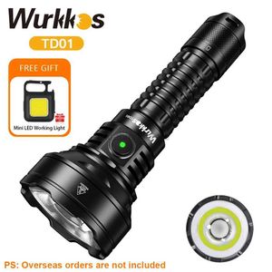 Flashlights Wurkkos TD01 21700 Rechargeable Tactical Flashlight LED USB-C 2200Lm Torch PMMA Lens Throw 1039M IPX8 Waterproof EDC Tail Switch 240122