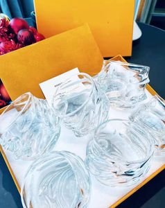 Designer-Whisky-Glas für Zuhause, kreatives Glas, Weinutensilien, transparenter Kristall, Weinbecher, Bar, Bierbecher, 6 Stück/Set mit Geschenkbox