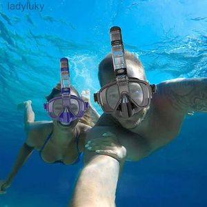 Diving Masks Diving Mask Snorkel Mask Foldable Diving Mask Set With Dry Top System And Camera Mount Anti-Fog Professional Snorkeling GearL240122