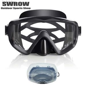 Diving Masks New Panoramic Window Submarine Face Mask Adult HD Anti fog Free Diving Face Mirror Comfortable Waterproof Adjustable Face MirrorL240122
