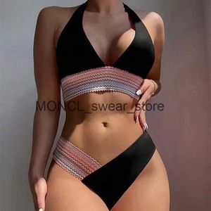 Women's Swimwear Solid Black Twist High Waist Bikini Sets Swimsuit For Women Sexy V-neck Tank Two Pieces Beach Bathing SuitH24122