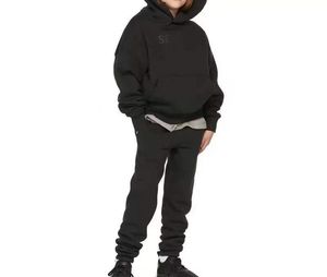 Kids Ess Tasarımcı Setler Kış Sıcak Terzini Uzun Kollu Külük Sweatshirt Pant Jogger Gevşek Hoodies Mektup Günlük Kalın Çocuk Set E1P5#