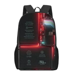 Сумки Батарея с красным светом Креативный 3D принт Школьная сумка для подростков Мальчики Девочки Начальные дети Повседневный рюкзак Детские сумки для книг