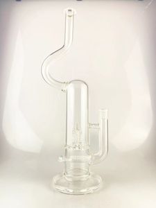 Pipa da fumo in vetro trasparente con collo piegato, bong svizzero da 18 pollici, giunto da 18 mm, aggiungi un opale 2 in linea dal design accattivante, benvenuto su ordinazione