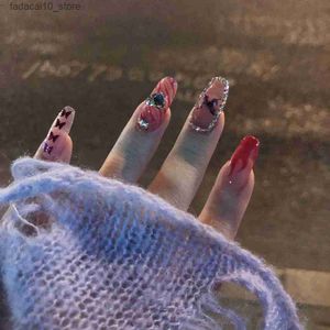 Накладные ногти Накладные ногти Патч для повторного использования Millennium Spice Girl Sweet Cool Flame Wearing Свадебный маникюр для ногтей для беременных 14 Q240122