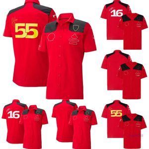 Erkek ve Kadınlar Yeni T-Shirts Formula 1 F1 Polo Giyim Top Kırmızı Takım Yarışı Yaz Günlük Düğmesi Up