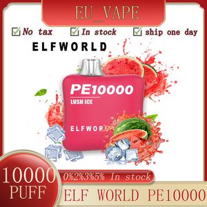 Orijinal Elf World PE 10000 Puffs Şarj Edilebilir Tek Kullanımlık E Sigara Vape Kalem Kalıbası Bobini 500mAh Pil 18ml Önceden Doldurulmuş Tank 22 Stokta ELF 10000