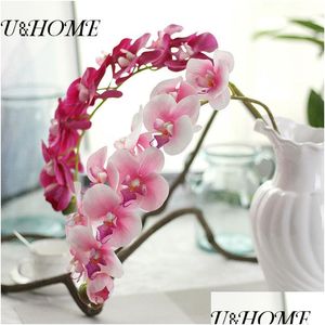 Dekoratif Çiçek Çelenkleri Yapay Phalaenopsis Lateks Ork Ev Düğün Mariage Dekorasyon Sahte Flores Accessorie Dh7up