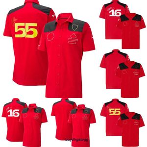 Erkek ve Kadınlar Yeni T-Shirts Formula One F1 Polo Giyim Top Kırmızı Takım Yarışı Yaz Günlük Düğmesi Yukarı HTFF