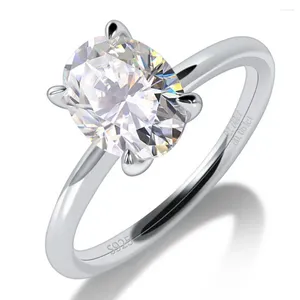 Кольца кластера с муассанитом, обручальное кольцо для женщин, стерлинговое серебро 925 пробы, пасьянс, овальной огранки, цвет D, лабораторный бриллиант, обещание, свадебные украшения