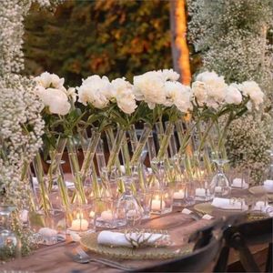 10pcs) Toptan Etkinlikler Düğün Dekorasyon Balo Salonu 3 Kafa Cam Çiçek Stand Centerpieces Akrilik Silindir Çiçek Vazo Dekorasyonları Kaideler Sütunlar SAHİL