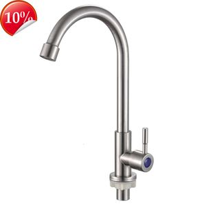 New Kitchen Faucet Stainless Steel Water Tap Single Cold Free Rotation Deck Mounted Single Lever Bathroom Kitchen Sink Faucet