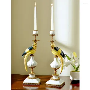 Portacandele Moderni da tavolo di grandi dimensioni in ceramica e porcellana con candelabri in rame Coppia porta pappagalli per uccelli artigianali per la decorazione domestica