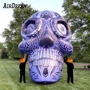 wholesale Free ship huge Inflatable Grey Printed Skull head giant ghost skeleton Air Model Toy for Halloween Festival Decoration