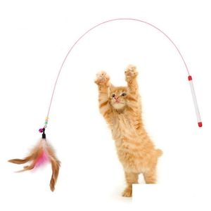Cat oyuncaklar çubuk oyuncak çelik tel çan interaktif evcil hayvan çubuğu kedicik kedicik egzersiz teaser yedek kafaları dhj4c teslim