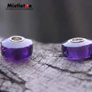 Boncuk Ökseotu 925 Sterling Gümüş Yüzlü İnce Doğal Amethys Kristal Silindir Şekli Taş Boncuk Fit Trol 3.0mm Bilezik Takı