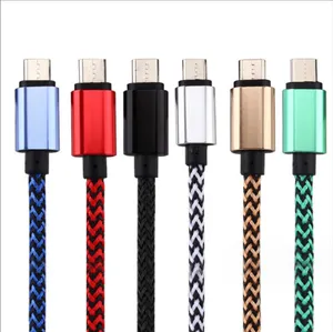 Горячие продажи 2A Тип зарядки c / Micro USB-кабели 1 м 2 м 3 м Плетеные кабели из сплава для Samsung S10 Note10 S8 S9 Huawei HTC Android Phone без упаковки