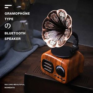 Taşınabilir Hoparlörler Retro Ahşap Bluetooth Ses Hoparlör Çiçek Taşınabilir Kablosuz Mini Hoparlör Kutusu Açık Müzik Çalar Subwoofer Destek TF FM Radyo YQ240124