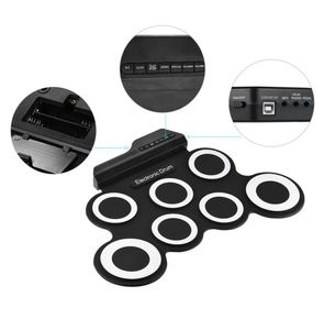 Portable Electronic Drum Digital USB 7 Pads Roll Drum Set Silicone Electric Drum Pillow Kit with Drumsticks Foot Pedal3205068