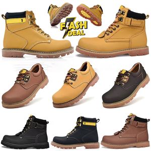 Botas de gato de designer segundo turno de aço toe bota de trabalho martin preto amarelo botas de neve meninas chuva inverno quente mulheres homens treinadores gatos tênis de cano alto botas