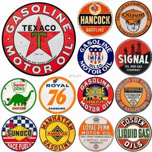 Metal Painting Vintage Gas Standard Motor Oil Sign Reproduction Vintage Metal Signs Round Metal Tin Signs for Garage Gas Oil Station Wall Decor