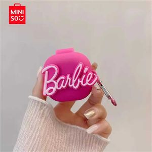 Cep Telefonu Kılıfları Miniso Barbie Kulaklık Kılıfı Samsung Galaxy Buds Live/2 Pro/Fe Kablosuz Kulaklıklar Şarj Kutusu Koruyucu Kabuk Kancalı
