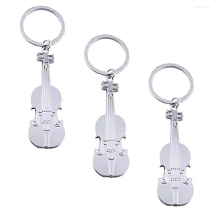 Anahtarlık 3 adet keman şeklindeki anahtar halka çinko alaşımlı dayanıklı zincir yaratıcı müzikal hediye