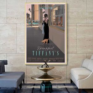 Resimler Audrey Hepburn Kahvaltı Vintage Film Posterler ve Baskı Duvar Sanatı Dekoratif Resim Tuval Oturma Odası Ev Dekoru için Resim