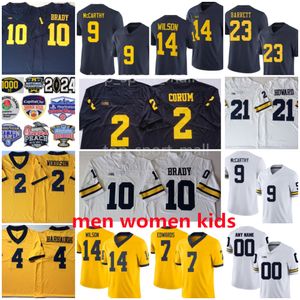 NCAA College Michigan Wolverines 9 JJ McCarthy Jerseys 2 Blake Corum 10 Tom Brady 14 Roman Wilson Donovan Edwards Barrett Colson Howard Charles Woodson Futebol 2024