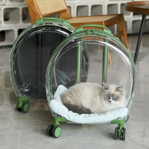 Estojo de transporte para gato totalmente transparente, grande capacidade, cão, gato, aviação, animal de estimação, transparente, haste de tração, cápsula de espaço, portátil, caixa de bolhas ao ar livre, caixa de barra de desenho, caixa de viagem para animais de estimação