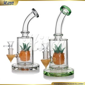 Barato abacaxi dab bong bong bong bong plataformas de óleo fumando 9 polegadas de altura Tubo de água de vidro de vidro com 14 mm de preto verde de 14 mm para o dia das mães