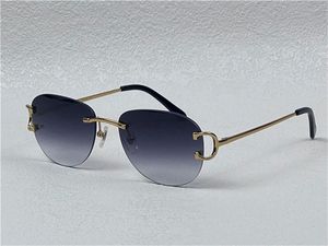 toptan satış moda güneş gözlüğü 0102 çerçevesiz yuvarlak çerçeve retro avangard tasarım UV400 açık renkli dekoratif gözlük