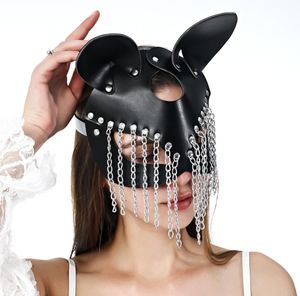 Uyee Seksi Cosplay Bunny Deri Maskesi Cadılar Bayramı Maskeleri Kedi Kulak Kadın Kız Siyah Deri Masquerade Karnaval Partisi Cosplay Mask7109973