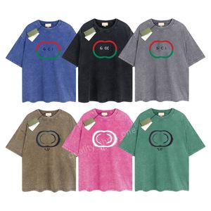 Erkek Tasarımcı Gu T-Shirt Vintage Retro Yıkalı Gömlek Lüks Marka Tişörtleri Kadınlar Kısa Kollu Tişört Yaz Nedensel Tees Hip Hop Üstleri Şortlar Çeşitli Renkler G-69