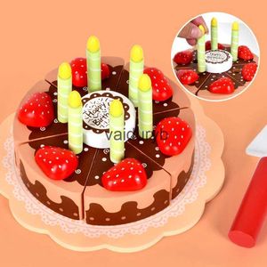 Mutfaklar yemek ahşap oyuncak çocukları oynar Eğitim simülasyonu Diy doğum günü pastası modeli mutfak ldren için kesme meyve oyuncakları