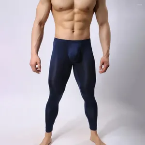 Erkekler Pantolon Erkekler Ultrathin U Pouch Yüksek Elastikiyet Yumuşak Orta Bel Sıska Uzun Tayt iç çamaşırları ev şeffaf salonu slee