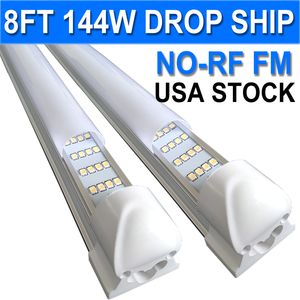 4-Rows 144 Watt LED Shop Lighting 8FT Grarage Lights Barbershop T8 Integrated Bulbs Warehouse Milky Cover 25 Pack 8Foot LED Ceiling DROP SHIP NO-RF RM usastock