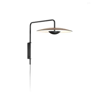 Lâmpada de parede Gengibre Aluminun Designer Light Quarto Preto Chapéus Luminária Arandela De Madeira Indoor Lounge Decoração Luzes