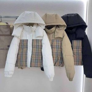 Tasarımcı Ceket Kadınları Kadın Denim Ceket Puffer Ceket Çekim Büyük Boy Ekose Durgun Yakalı Kapüşonlu Ekmek Ceket Her İki Tarafta Kış Sıcak Giysiler